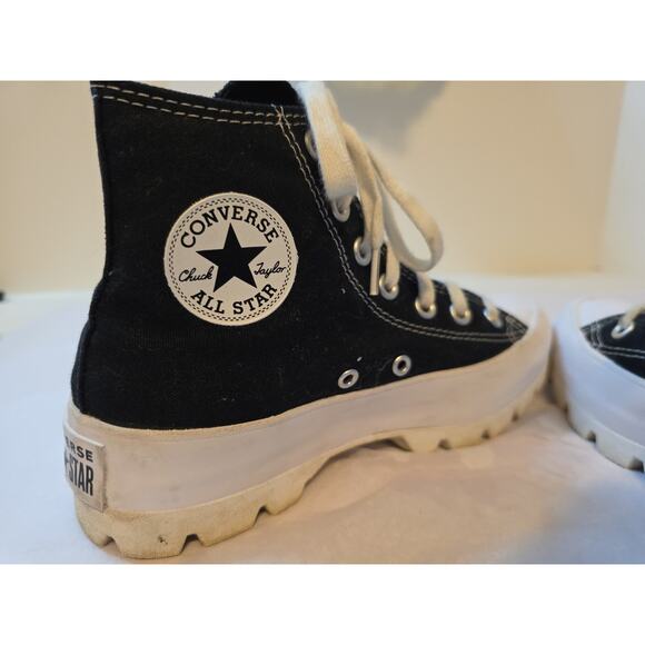 Converse Chuck Taylor All Star Lugged High Black White Platform Womens 6 Sneaker - Picture 9 of 11
